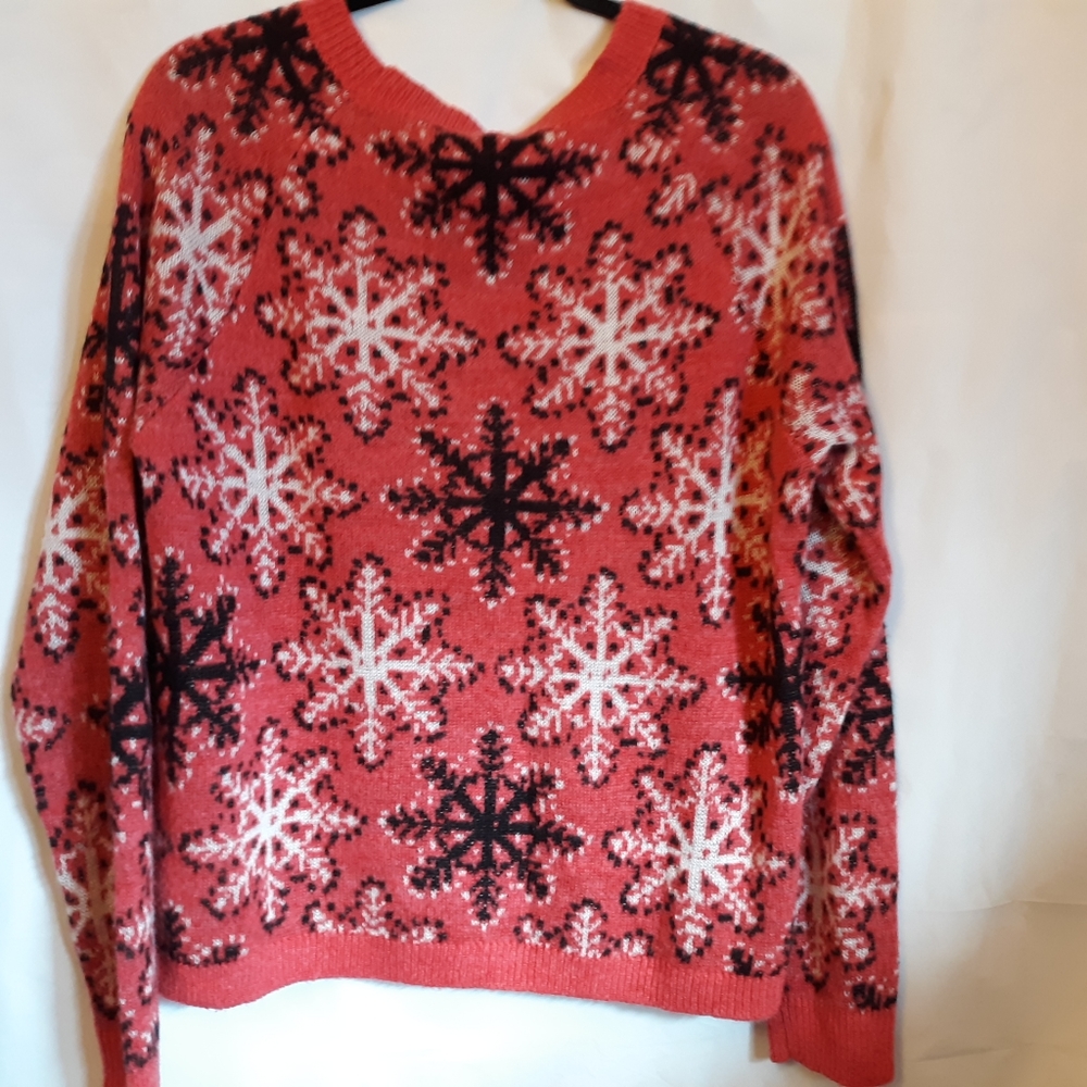 Bethany Mota Knit Sweater Snowflake with Sequins